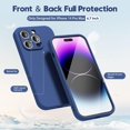 thumbnail image 3 of Funda de silicona para iPhone 14 Pro Max con protector de cámara, funda de gel de goma suave, fina y ajustada, protección estética de TPU con agarre, neutra, para mujer y niña, color azul marino, 3 of 8