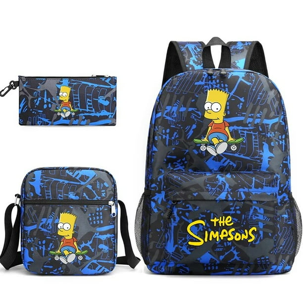 3pcs Disney Funny The Simpsons Bookbag Kids Backpack Boys Girls School bags Shoulder Bag Set Daily Backpacks Mochilas