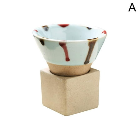 

Stone Cone Type Espresso Shot Cup Ceramic Pyramid Small Mug & Base Coffee V7L0
