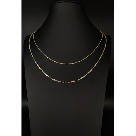 Solid 14K Yellow Gold Diamond Cut Cable Link Chain Necklace, Yellow Gold Rolo Cable Chain ,Men Women Gold Rolo Chain Real 14k Gold (Width:1.4mm; Necklace length:20;)