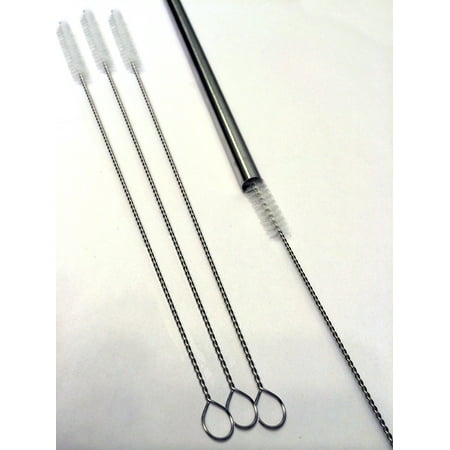 Stainless Steel Algae Brush Drink Straw Cleaning Brush - set of 4 Stainless Steel brushes for drinking straws, Tumblers, sippy Cups and more! ()