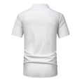 thumbnail image 5 of IYTR Mens Linen Shirts Patchwork Short Sleeve T Shirts 5-button Stand Collar Comfortable Lightweight Daily Work Shirts With Pocket Casual Summer Comfy White S, 5 of 5