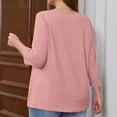thumbnail image 6 of Lenpel Plus Size Tops for Women 3/4 Length Sleeve Criss Cross V Neck T Shirts Loose Tunic Blouses Soft Casual Tees(Pink,XX-Large), 6 of 6