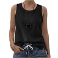 thumbnail image 5 of cocolona Womens Summer Linen Tank Tops Crew Neck Sleeveless Side Split Shirts Trendy Casual Solid Color Blouses, 5 of 6
