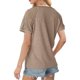 thumbnail image 5 of Sudadera corta,Blusa informal para mujer, holgada, con cuello redondo y manga corta, de poliéster, con encaje plisado y patchwork, para uso diario, sopatenor, 5 of 7