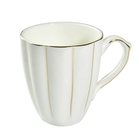 

HEMOTON Bone China Mug Pumpkin Shape Golden Strip Decor Coffee Latte Cappuccino Tea Drinking Cup Gifts Ceramic Mug (White 301-400ml)