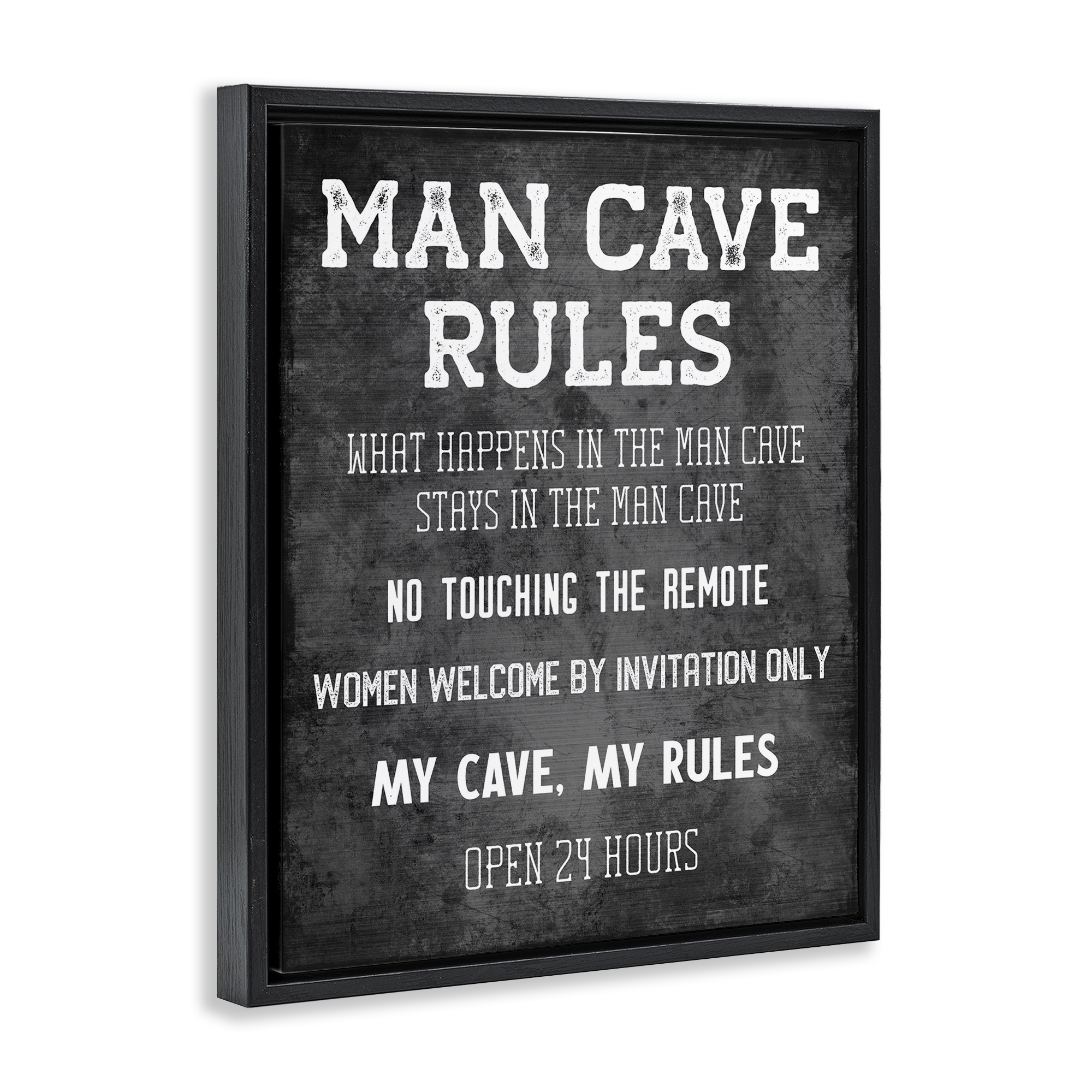 Stupell Industries My Man Cave Rules Typography Painting Black Floater Framed Art Print Wall Art, 17 x 21
