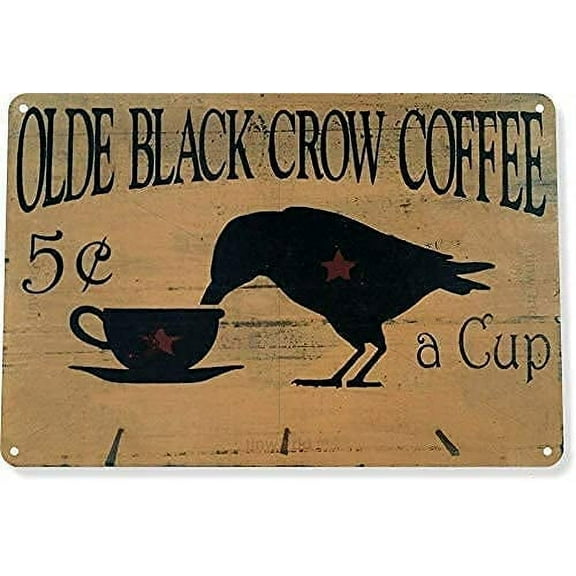 Tin Sign Sign Olde Black Crow Coffee Store Farm Shop Cottage Kitchen Hot Cup B001 Tin Sign 8x12 Inch Metal Tin Sign Decor Iron Painting Designable Customization