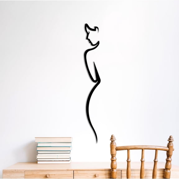 The mask el turko Metal Wall Art, Metal Women Wall Decor, Line Art, Female Body Decor, Vertical Wall Decor, Living Room Decor, Black (28x4 inches)