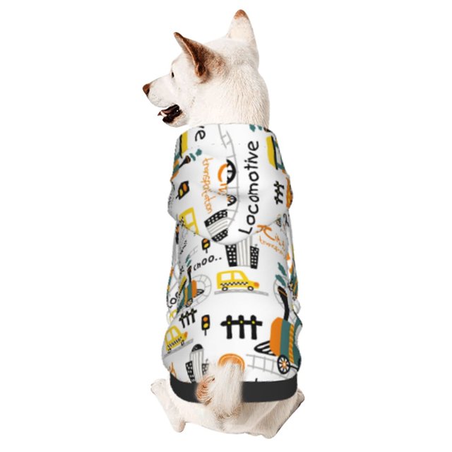 Balery Transportation Cartoon Sudadera con Capucha para Perros Pequeños – Ropa para Mascotas, Disfraz para Perros y Gatos, Ideal para Fiestas y Cosplay-XX-Large