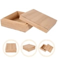 thumbnail image 3 of KAKOWELY 1 Pce Boîte de Rangement de Bureau Carrée en Bois avec Couvercle, 4.92x"X4.92"X1.97 Pouces, 3 of 4