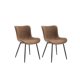 thumbnail image 3 of Set of 2 forrado mid century moderno armless dining sillas-faux leather back y metal legs suitable para dining room dormitorio o reception waiting room, 3 of 7