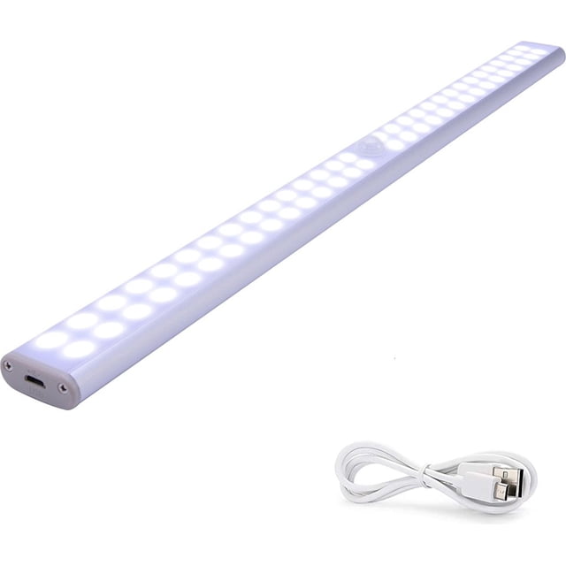 Iluminación LED para debajo de muebles, 40 cm, con sensor de movimiento, tira de luz recargable por USB, color blanco