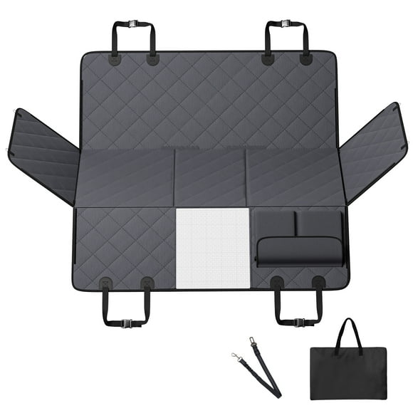 KFFKFF Rallonge de Siège Auto pour Chien, Hamac de Voiture Imperméable pour Animaux, Housse de Banquette Arrière Durable 54"x24 Pouces, Supporte 400 Lb, avec Fenêtre de Visualisation en Maille et Pochette de Rangement pour Voitures, VUS