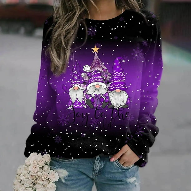 Sudadera con capucha con tema navideno para mujer sudaderas con estampado 3d moda informal cuello redondo camisetas de manga larga para mujer jersey de gran tamano Walmart en linea