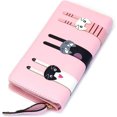 thumbnail image 2 of (Rosa) Mini billetera plegable de piel sintética con 3 gatos y cremallera, regalo para mujer, 2 of 5