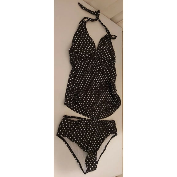 Women´s Swimsuit 2pieces Black W/Dots SMALL