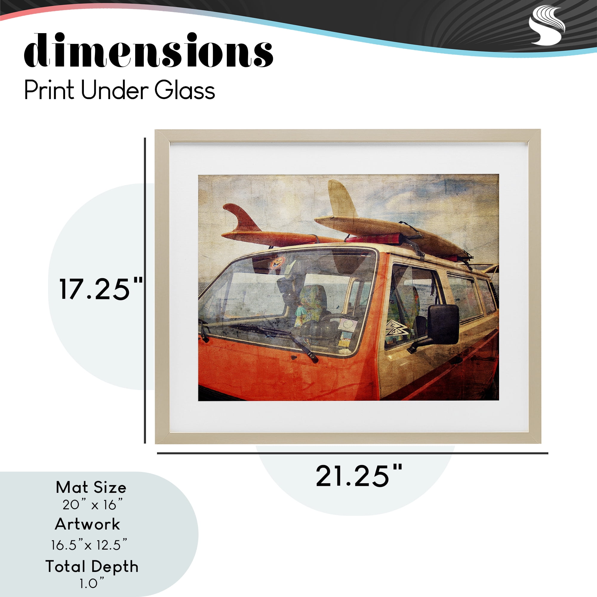 Stupell Industries Surf Bus Vintage Distressed Birch Framed Print Under Glass, design by Grotto Studios