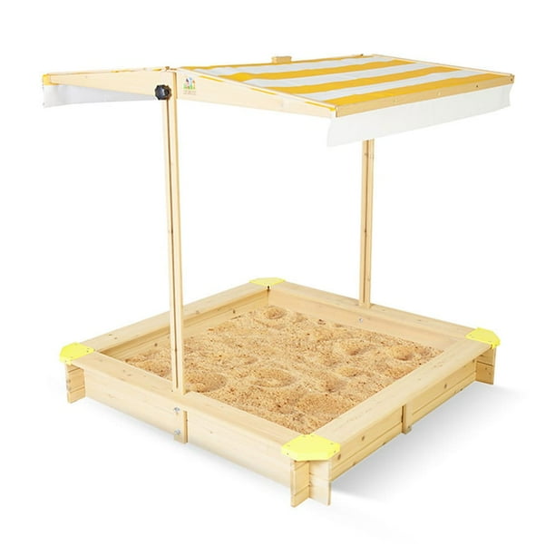 Outward Play Joey Square Wood Sandbox with Canopy