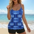 thumbnail image 2 of Zhden Two Piece Swimsuit for Women Retro Scoop Neck Tankinis Swimwear Tummy Control Tankini Swimsuits with Boyshorts（Blue,4XL）, 2 of 6