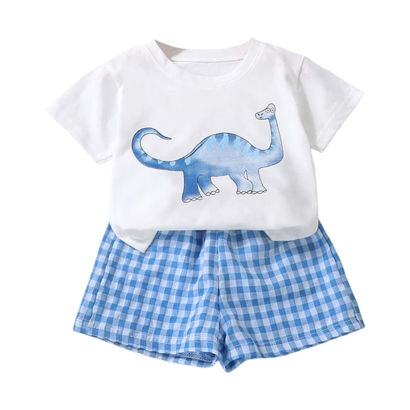 Sopiago Toddler Baby Boy Clothes 3 6 12 18 24 Months 2T 3T 4T 5T Boys Summer Outfits Letter Print Short Sleeve T-Shirt Denim Shorts Clothing Set Kid Pajamas Blue,6-12 Months