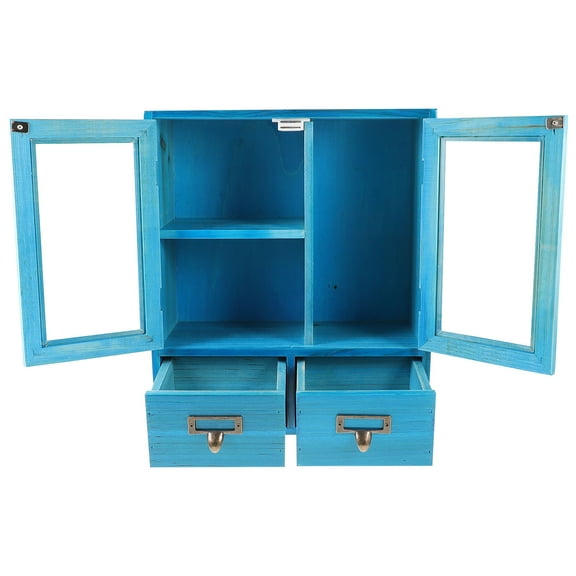 PAMINGONO 1Set Wooden Bedside Storage Organizer for Home Wall in Blue 35.4*12.2*4.9in