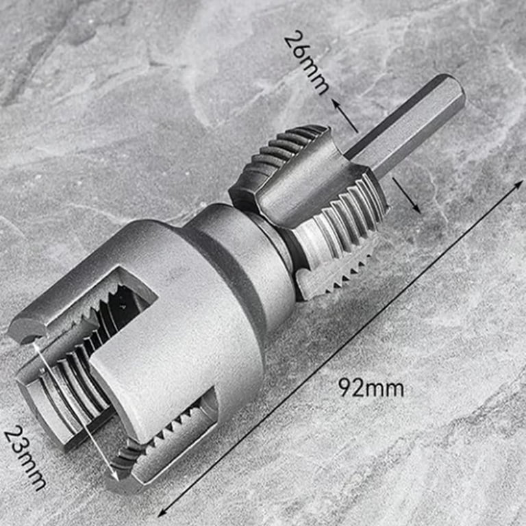 4-in-1 Water Pipe Threading Tool – Internal & External Threader For 1/2”, 3/4” & 1” PVC Pipes – Electric Drill Compatible, Includes Sealing Tape & Gloves