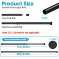 thumbnail image 2 of 2Pack Black Tension Curtain Rods18 to 36 Inch,Spring Loaded Curtain Rods No Drilling,Small Tension Rod for Windows Door Closet,Pressure Rod, 2 of 6