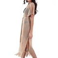 thumbnail image 5 of Karight Womens Metallic Mesh Cover Up Kimono Belted Open Front Fringe Hem Beach Swimwear Cover Up, 5 of 6