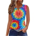 thumbnail image 2 of Nrmvnmi Plus Size Tank Tops for Women V Neck Sleeveless Tie Dye Shirt Casual Summer Solid Color Oversized Tanks Mothers Day Gifts, 2 of 5
