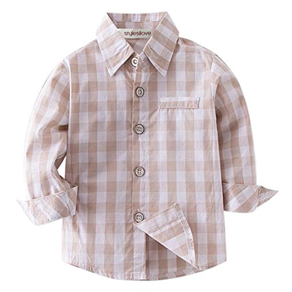StylesILove StylesILove Toddler Little Boy Long Sleeve Cotton Button Down Shirt for Casual