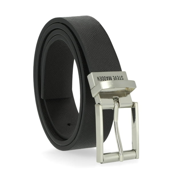 Cinturón Steve Madden vestido casual de cuero negro/marrón para hombre