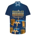 thumbnail image 4 of Bzhegqhd Men's Fashion Casual Hanukkah Printed Shirt Short Sleeve Button Up Short Sleeve Lapel Shirt, 4 of 5