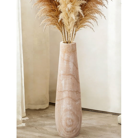 Hanobe Wooden Tall Floor Vase: 22 Inch Decorative Vases for Pampas Grass Large Vase for Boho Rustic Farmhouse Living Room Bedroom Hallway