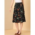 thumbnail image 3 of Falda a Media Pierna Allegra K con abertura En la Cintura y Estampado floral para Mujer Negros S, 3 of 6