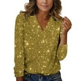 thumbnail image 2 of CHUOU Women Elegant Sequined V Neck Elegant Solid Color Long Sleeved Top, 2 of 4