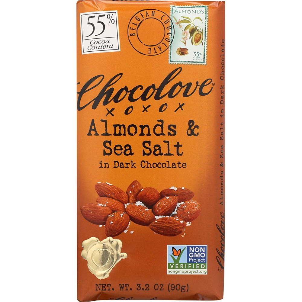 Chocolove, Almonds & Sea Salt in Dark Chocolate, 55 Cocoa, 3.2 oz (90