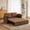 Brown, variant on 63" Velvet Pull Out Couch, 3-in-1 Convertible Sleeper Sofa Bed with Adjustable Backrest, USB Charging Ports, Side Pockets, Modern Loveseat for Living Room, Bedroom, Apartment, Brown