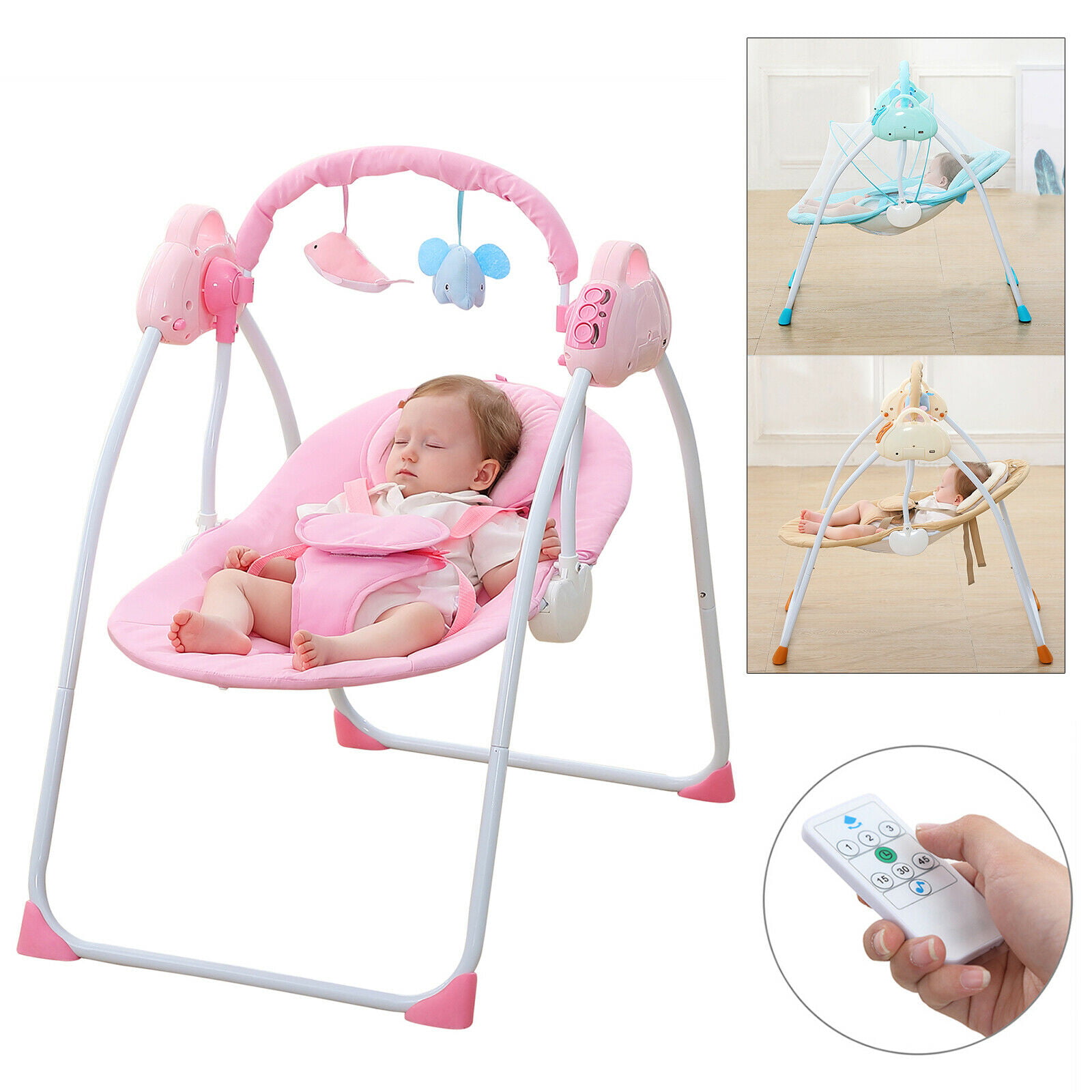 amarillo SANPLO Baby Swing Chair Electric Cradle Automatic Bassinet Baby Basket Bed Newborn Crib Rocking Music Sleeping