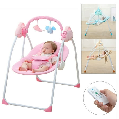 Miumaeov Electric Baby Swing Cradle Infant bluetooth Music Rocking Chair +Remote Control (pink)