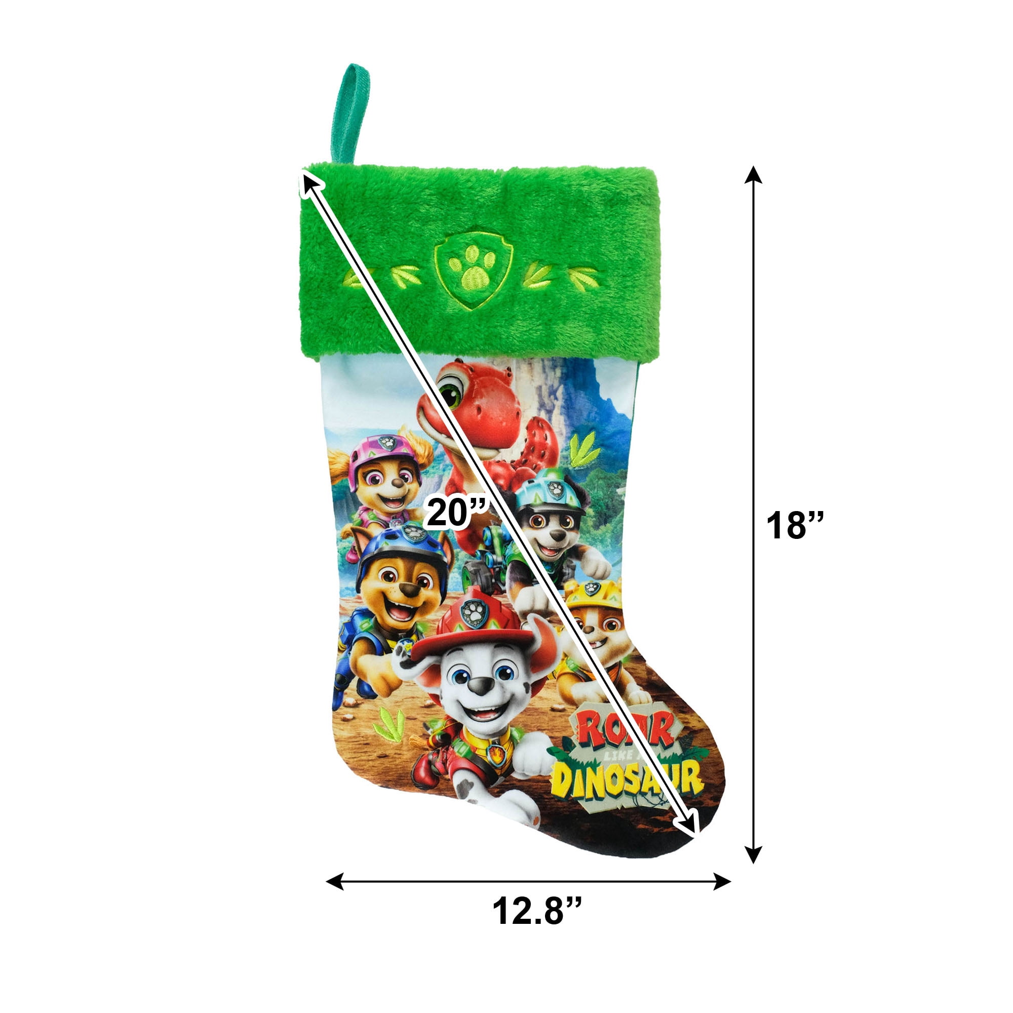 Paw Patrol 20 Inch Velvet Dinosaur Christmas Stocking – Holiday Kids Stocking