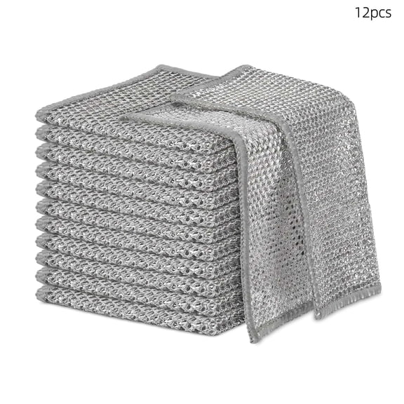 The Star 12 Pack Wire Dishwashing Cloths, Non Scratch Metal Scrubbing Rags Reusable for Kitchen Stove Cleaning