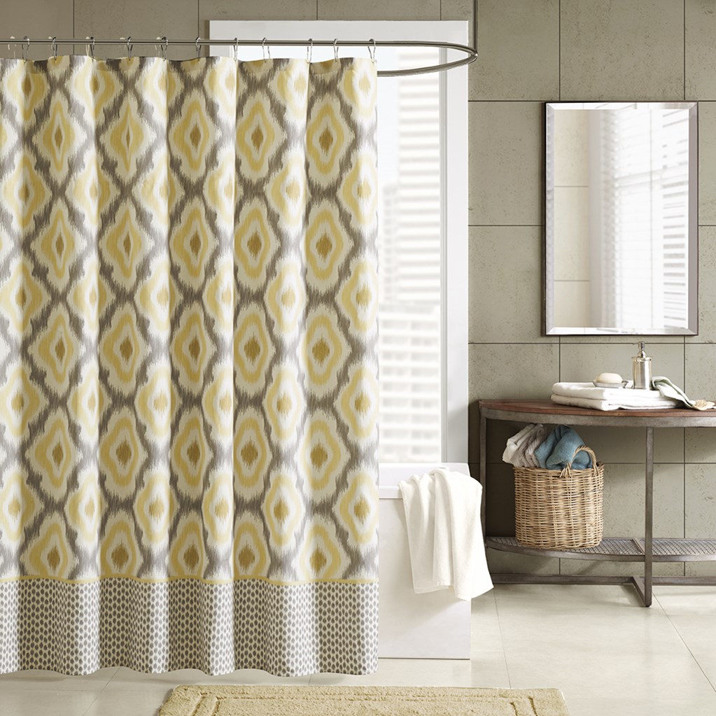 INK+IVY Ankara Cotton Printed Shower Curtain In Yellow