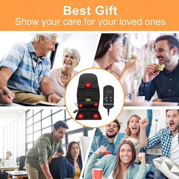 XIRQI 8 Mode 3 Intensity Full Body Massage Cushion with Heat and Vibration,3D Deep Kneading Back Neck Massage Chair Pad Seat for Muscle Soreness Pain Relief,Remote Control