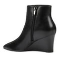 thumbnail image 3 of YDN Women Pointy Toe Ankle Boots Side Zipper Mid Wedge Heels Short Booties Formal Dress Party Shoes Size 5.5 Black, 3 of 4