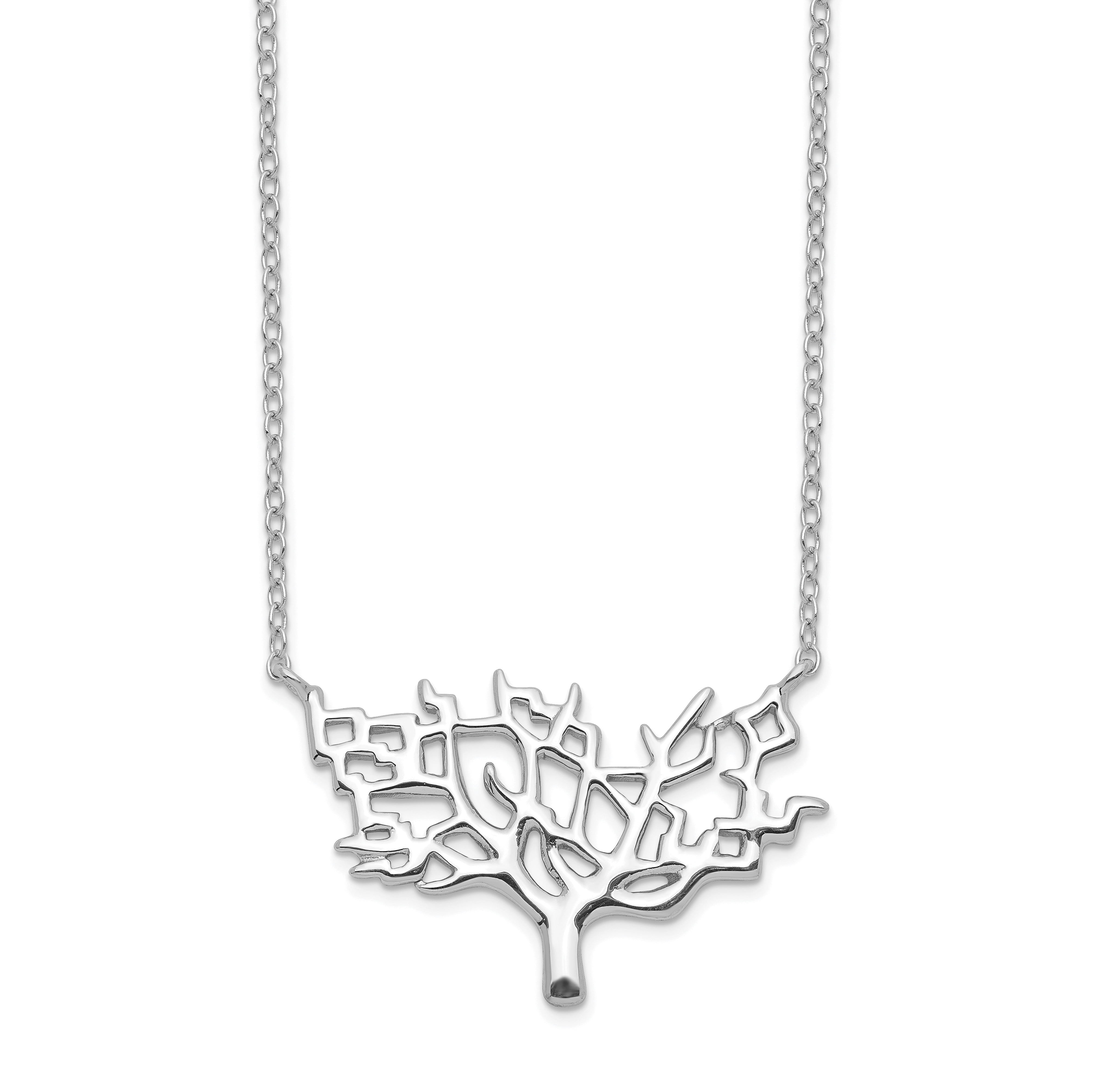 925 Sterling Silver Tree 2 Inch Extension Chain Necklace Pendant Charm