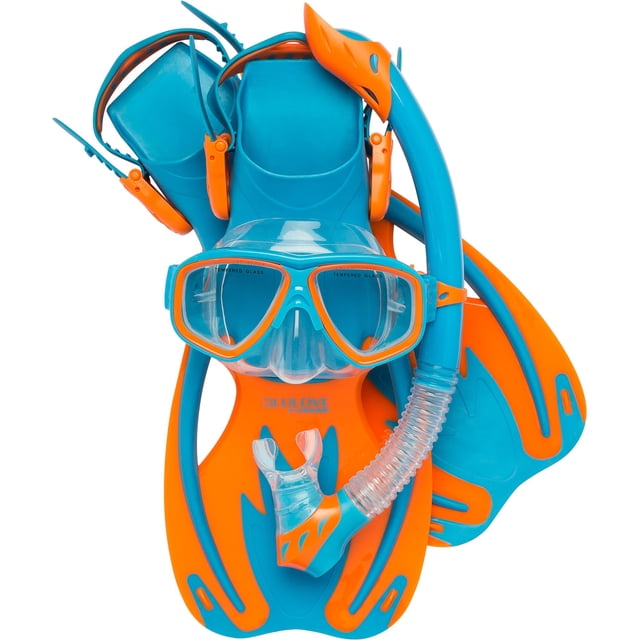 Set de snorkel Cressi Rocks Kids azul y naranja L/XL