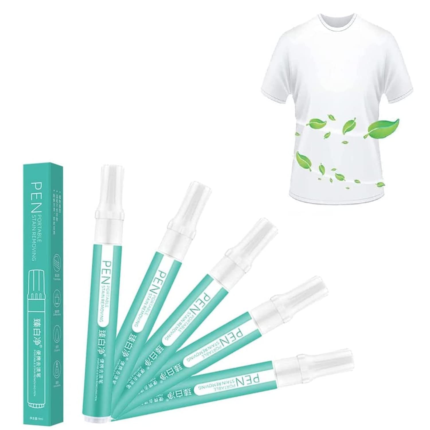5PCS Bleach Pen for Clothing,Portable Bleach Pen Stain Remover Stick,Stain Removing Pen,Wash