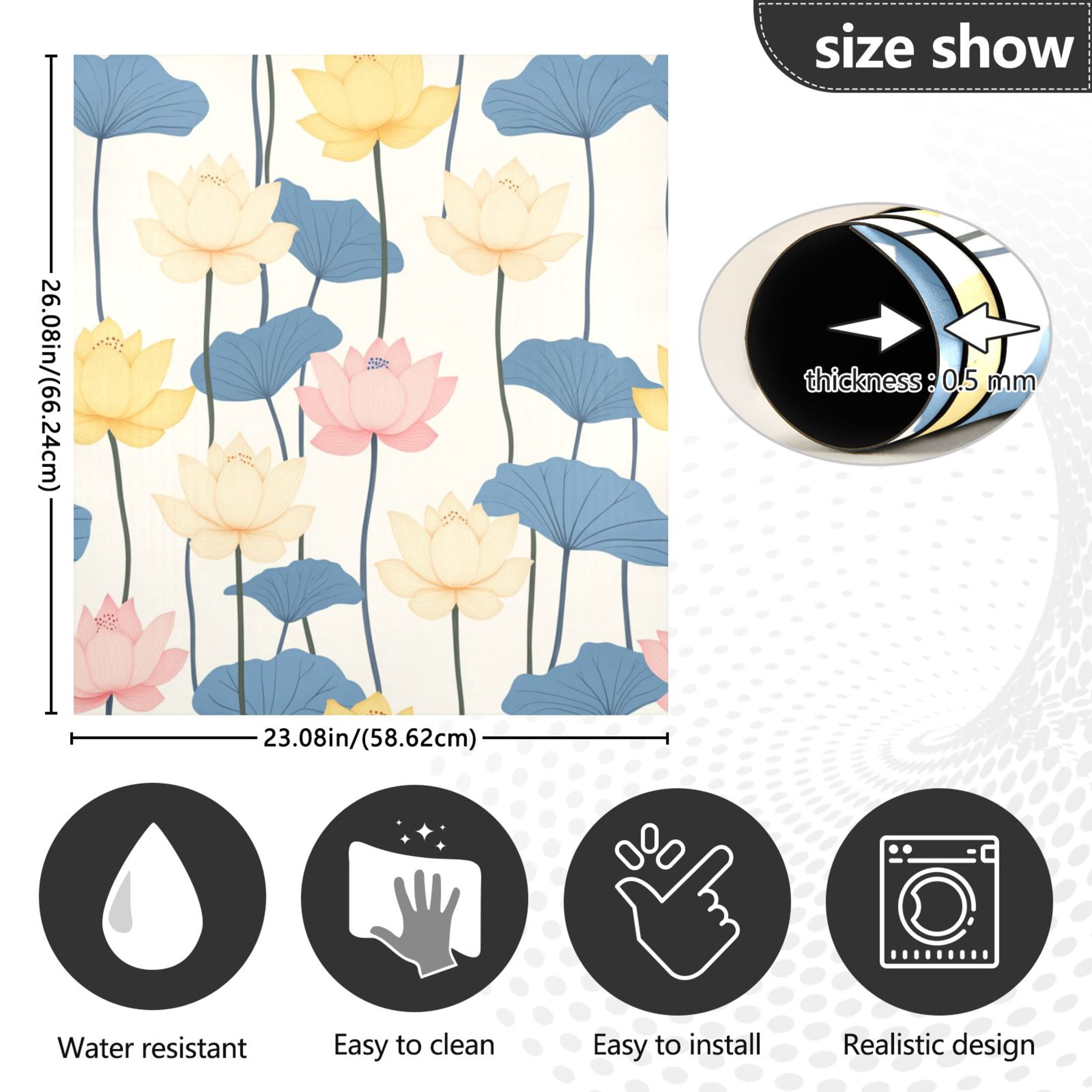 Dishwasher Magnetic Sticker 23x26 Inch Refrigerator Magnetic Sticker Washing Machine Magnetic Sticker Kitchen Panel Magnetic Sticker Home Decor Colorful Lotus Pattern