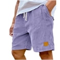 thumbnail image 2 of Gym Shorts Men with Pockets Big and Tall Elastic Waist Solid Color Pants for Outdoor Work Summer Men's Hiking Cargo Workwear Gifts for Men Purple L, 2 of 6